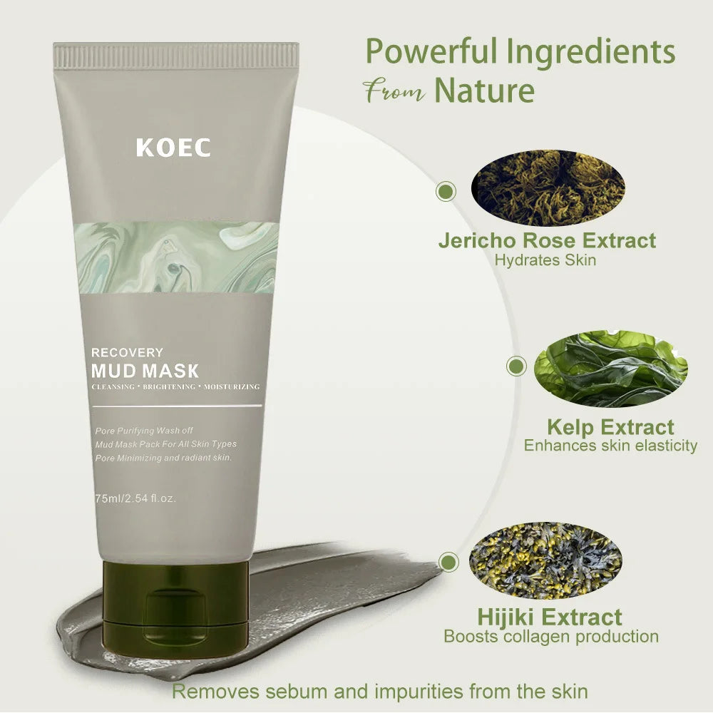 Repair volcanic mud-applied facial mask, cleansing and moisturizing mud-mask, suitable for the face and body, narrows pores and