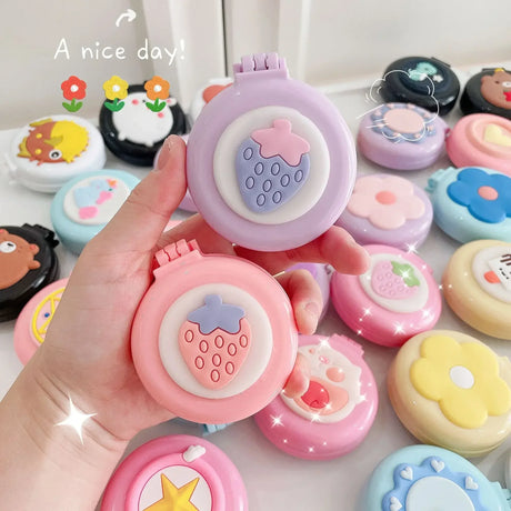 Baby Girls Kawaii Cute Cartoon Animal Folding Massage Comb with Makeup Mirror for Children Travel Portable Plastic Hair Brush