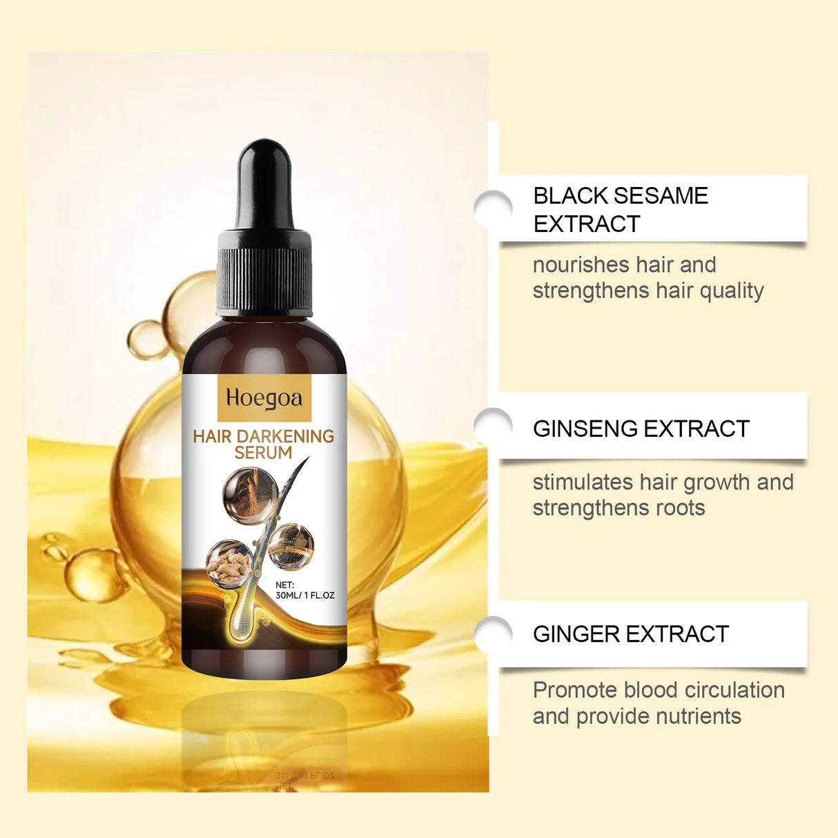Hair Darkening Serum Deep Clean Scalp Dirt Nourish Strengthen Hair Roots Prevent Hair Loss Anti Breakage Hair Care Essence
