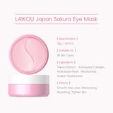 LAIKOU Snail or Sakura Under Eye Mask Anti Aging Hydrating Reduce Dark Circles Puffiness 50 Pieces for Daily Eye Care