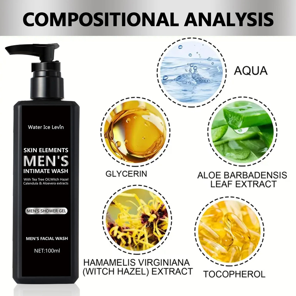 100ML men's facial cleanser for daily cleansing and bathing, suitable for oily skin, soothing, purifying and cleaning