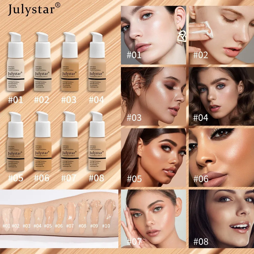 New Long Lasting Liquid Foundation Waterproof Oil Control Full Coverage Concealer Brighten Matte Moisturizing Primer Makeup Base