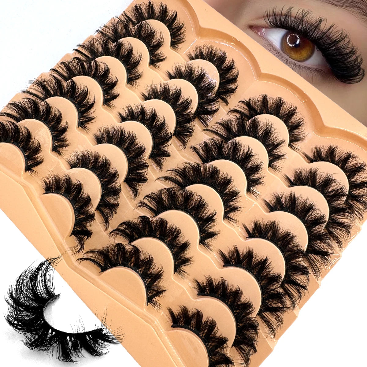 AMSDCN 14 Pairs 3D  Lashes Fluffy False Eyelashes Thick Volume Cat-Eye Faux Lashes Natural Long Wispy Lashes extension Pack