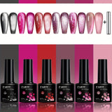 TARTU 6pcs 8ml Cat Eye Gel Nail Polish Set, 6 Colors Gel Polish Kit, Soak Off for Uv/Led, for Salon and Nail Art DIY At Home