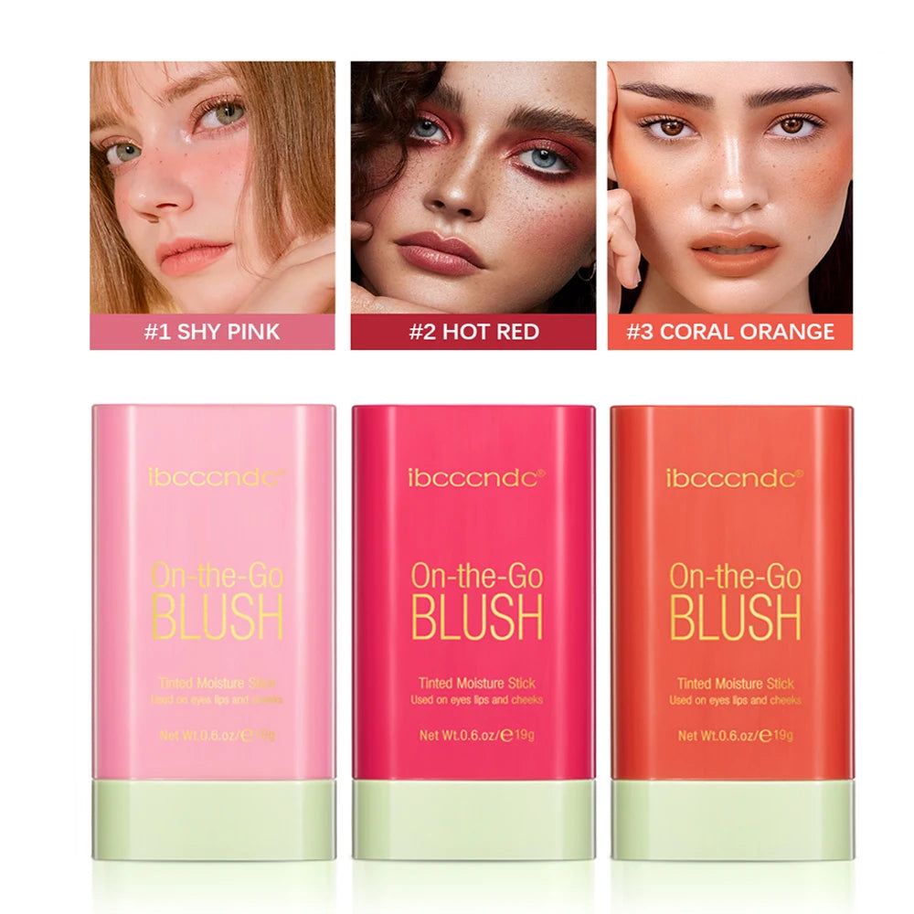 ibcccndc Rotating Blush Cream Tinted Moisture Stick Naturally Long-lasting Moisturizing Waterproof And Non-Removing Orange Blush