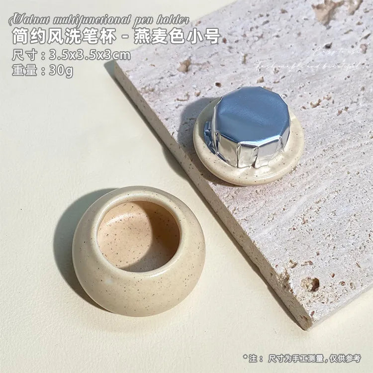 Nail Art Pen Holder Set Made of Natural Wood Multifunctional Color Palette Pen Washing Cup Storage Rack Pen Holder Nail Art Tool