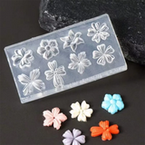 Ice Flower Nail Silicone Mold Lily Five-Petal Flower Nail Transparent Mold 3D Pink Floral Shape Decoration Manicure Design Tools