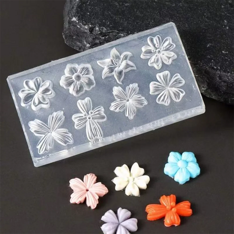 Ice Flower Nail Silicone Mold Lily Five-Petal Flower Nail Transparent Mold 3D Pink Floral Shape Decoration Manicure Design Tools