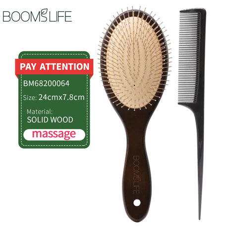 Denman Head Massage Brush Steel Hair Brush Wood HairBrush With Steel Needle Scalp Airbag Hair Brush For Hair Combing