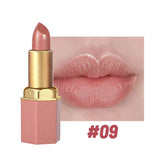 6 Colors Gold Bar Tube Lipstick Matte Texture Pearlescent Glitter Velvet Lipstick Valentine's Day Gift 1PCS