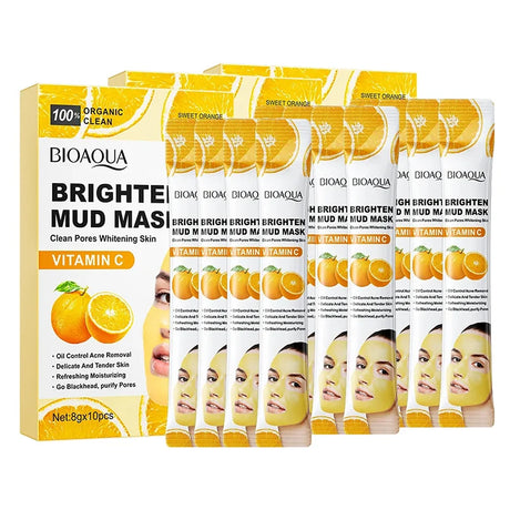 30pcs BIOAQUA Vitamin C Mud Masks Clay Face Mask Skincare Cucumber Moisturizing Anti-aging Whitening Facial Masks Skin Care