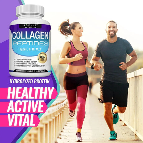 Multi Collagen Peptides Capsules 1800mg - Hydrolyzed Protein Collagen Complex Pills Promotes Skin & Hair , Joint for Men Women