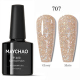MAYCHAO Glitter Gel Nail Polish 7.3ml Semi-permanent Sequins Shiny Gel Base Top Coat Soak Off UV LED Varnish Nail Art Decoration