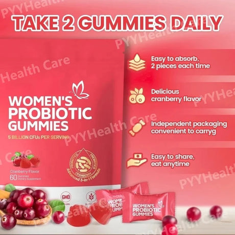 Probiotic for Women Probiotic Gummies Feminine Daily Wellness Balance Ph Gummies Cranberry Probiotics Health Yeast Ph Balance