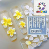 3D Silicone Flower Nail Art Carving Mold Acrylic Hibiscus Floral Five-Petal Blossom DIY Nail Art Decoration Transparent Template