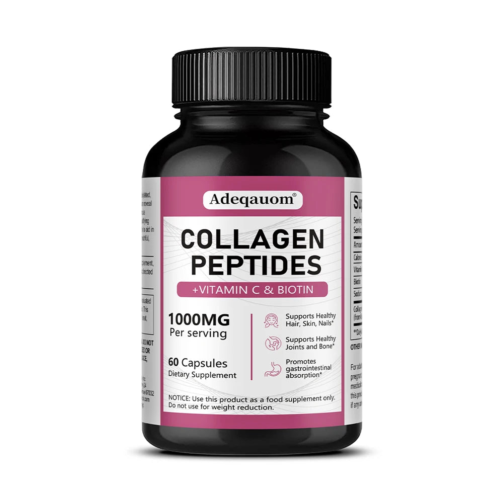 Multi Collagen Peptides Capsules with Vitamin C, Biotin, Support Skin Hair Nail Joint Bone Digestion & Intestinal Wellness