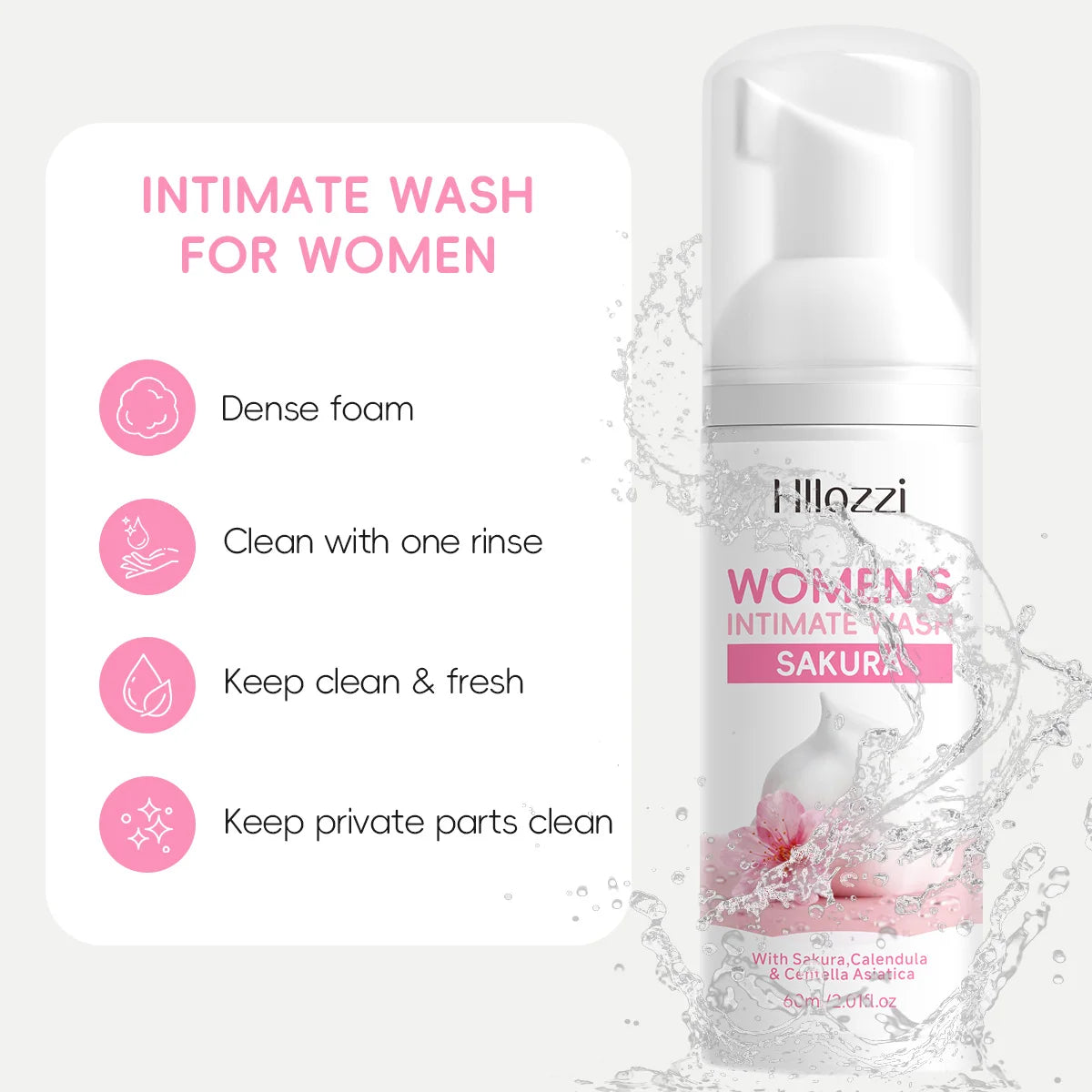 WOMEN'S INTIMATE WASH SAKURA，Deeply cleanses with rich foam, gently cares for skin, controls odor, and cleanses intimate areas.