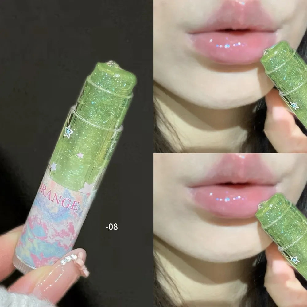 Fruit Jelly Shimmer Color-Change Lip Balm Hydrating Moisturizer Tinted Lip Care for Plump Juicy Lips Water Gloss Lipstick Makeup