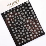 Sliver Bronzing 3D Christmas Nail Art Decoration Sticker Sparkly White Colorful Glitter Geometry Snowflake Winter Slider Foil