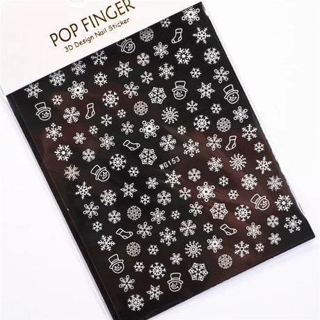 Sliver Bronzing 3D Christmas Nail Art Decoration Sticker Sparkly White Colorful Glitter Geometry Snowflake Winter Slider Foil