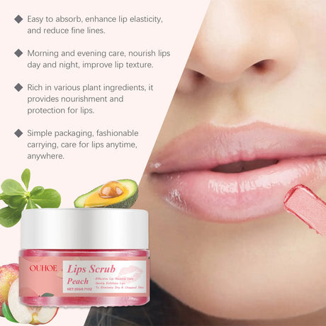 Peach Brightening Lip Scrub Exfoliating Pink Plumper Moisturize