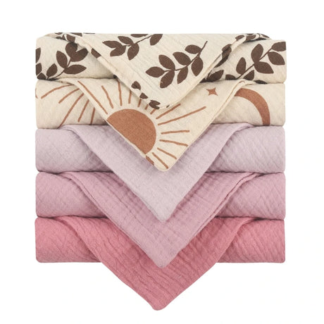 5pcs Baby Saliva Soft Absorbent Gauze Cotton Burp Cloth Kindergarten Handkerchief Newborn Washcloth Nursing Towel