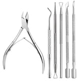 1/3/5/6Pcs Nail Professional Stainless Steel Nail Cutter Scissor Nippers Cuticle Pusher Remover Nail Care Manicure Tools Kits