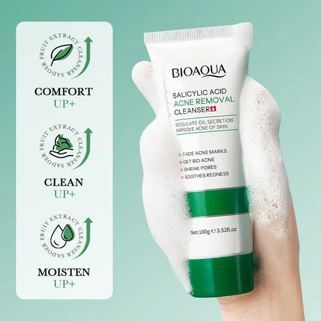 BIOAOUA Salicylic Acid Facial Cleanser Acne Treatment Moisturizing Oil Control Skincare Face Wash Foam Face Cleanser Skin Care