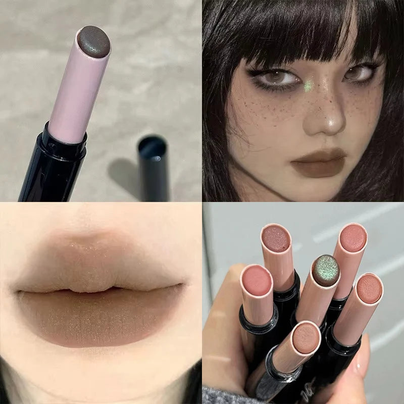 1Pc Matte Red Brown Lipstick Waterproof Matte Shimmer Lipstick Nude Lip Gloss Natural Rouge Balm Long-lasting Makeup Stick