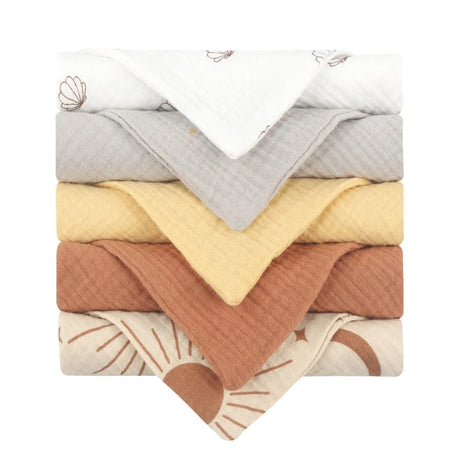 5pcs Baby Saliva Soft Absorbent Gauze Cotton Burp Cloth Kindergarten Handkerchief Newborn Washcloth Nursing Towel