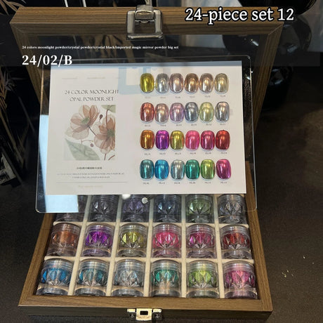 High-End Nail Art Set, 24 Colors Moonlight Mirror Powder Kit, Ultra-Fine Glitter, Japanese Style, Perfect for All Occasions