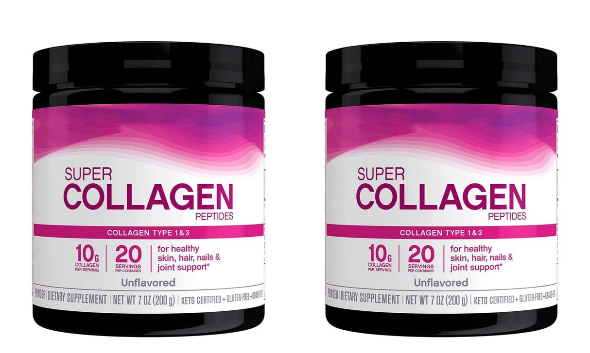 Super Collagen Powder Type 1 & 3 Hydrolyzed Bovine Collagen Supports Healthy Looking Skin Hair Nails Unflavored 20 Servings
