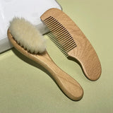 2/3PCS Newborn Wool Baby Wooden Brush Comb Newborn Hair Brush Infant Head Massager Portable Comb Hair Bath Brush Comb