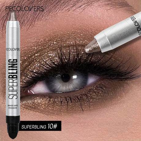 1 Pc High Color Rendering Shimmer Eyeshadow Pen, Shiny Colors Eye Shadow Stick, Eye-catching Eye Makeup, Music Festival Makeup