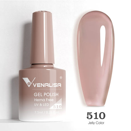 VIP5 Venalisa Nail Gel Polish Jelly Color HEMA/TPO FREE Nude Pink Semi Permanent Soak Off UVLED Gel Polish Sparkle Gel Varnish