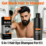 East Moon Men's Black Hair Dye Shampoo Fast Coloring Removal White Gray Hair Long Lasting Nourishing Natural Beard Dye Shampoo