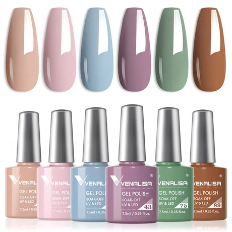 VIP5 Venalisa Nail Gel Polish Jelly Color HEMA/TPO FREE Nude Pink Semi Permanent Soak Off UVLED Gel Polish Sparkle Gel Varnish