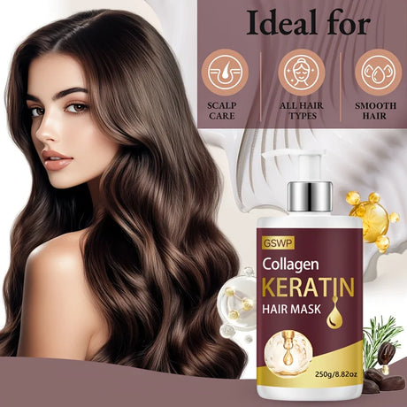 GSWP Collagen Keratin Hair Mask, A Deep Conditioning Product That Restores Hair's Shine, Resilience, and Elasticity.250g