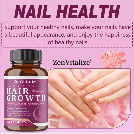 Hair Growth Vitamins for Women and Men - with Biotin & Saw Palmetto, Naturally Regrow Stronger & Healthier Hair, Skin and Nails