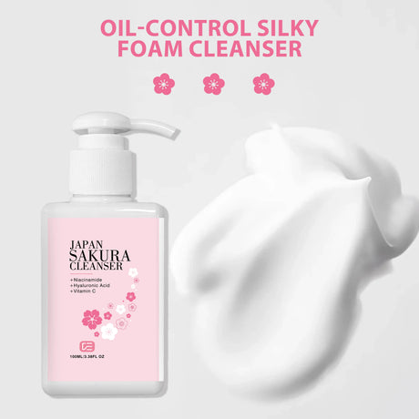 JAPAN SAKURA CLEANSER - Deep Pore Cleansing Cherry Blossom Cleanser for All Skin Types, Daily Morning & Night Skincare Routine