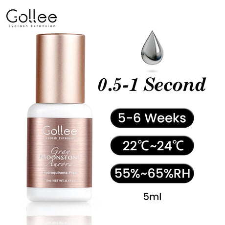 Gollee 0.5s Fast Dry Lash Adhesive Long Lasting 6-8 Weeks Eyelashes Glue for Eyelash Extensions No Irritation Glue Makeup Tools