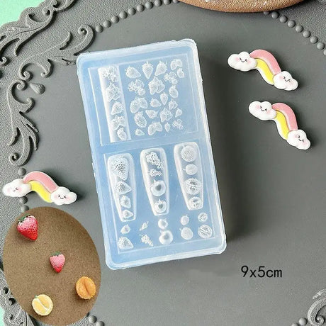 〔CC55〕3D Fruit Silicone Nail Mold Sweet Flower Petals Fairy Nails Templates DIY Nail Art Decor Manicure Template For Nail Charms