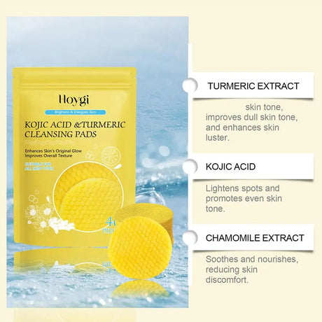 Turmeric Kojic Acid Cleansing Pads 40 Counts, Turmeric Face Scrub Pads Exfoliating Face Body To Help Balance Skin Oil And Water