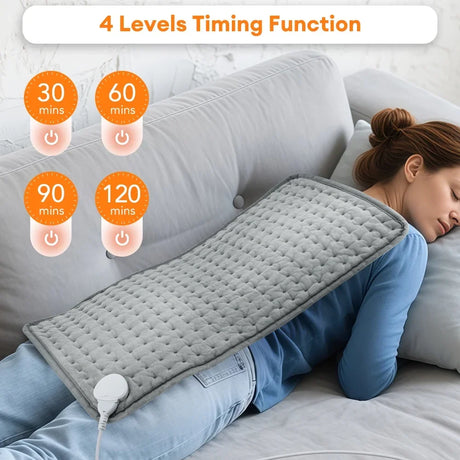 Electric Heating Pad with 9 Heat Settings 4 Timers, Soft Plush USB Washable Heated Mat for Back Neck Belly Office Home