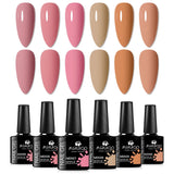 6pc All-Season Colors Gel Nail Polish Set UV LED Soak Off Nail Art Supplies Semi Permanent DIY Manicure Salon Nails Design