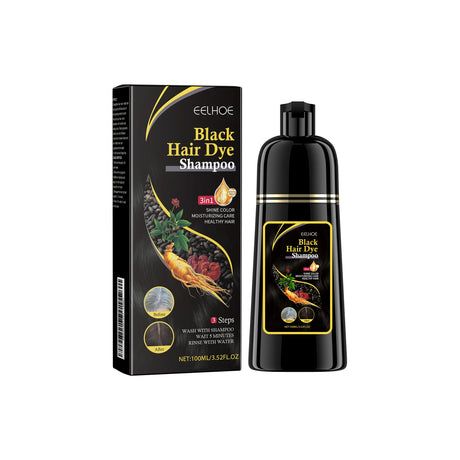 Black Hair Colouring Shampoo 3 in 1 Natural Herbal Essence Instant Colouring Shiny Hair Dye Shampoo Cleaning Nourishing Hair for Covering White