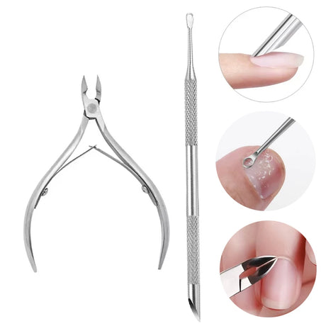 Nail Circle Beveled Head Stainless Steel Cuticle Pusher Nail Art Sanding Tablet Manicure Sticks Tool for Salon Nails Accessories