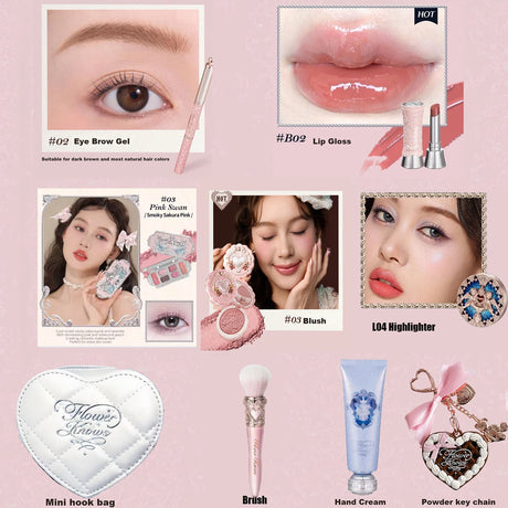 Makeup Set Flower Knows Shell Pearl Bunny Garden Setting Powder Lip Gloss Blush All In One Baking Powder Glitter Highlighter Kit