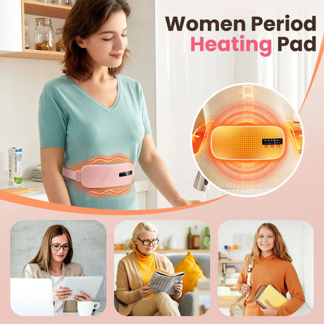 Electric Vibration Abdominal Massager 5 Levels Heating Pad For Menstrual Period Cramps Relief Waist Belly Warm Palace Belt