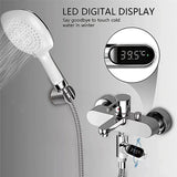 Shower Thermometer LED Display Baby Bath Water Thermometer Meter 360° Rotation Flow Water Self-Generating Temperture Monitor